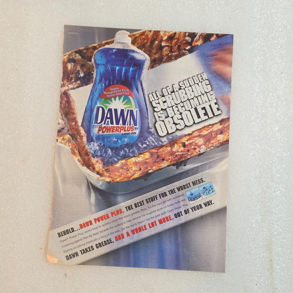 Vintage Print Ad Dawn Powerplus Liqui-gel blue dish soap 8x10.5 2000